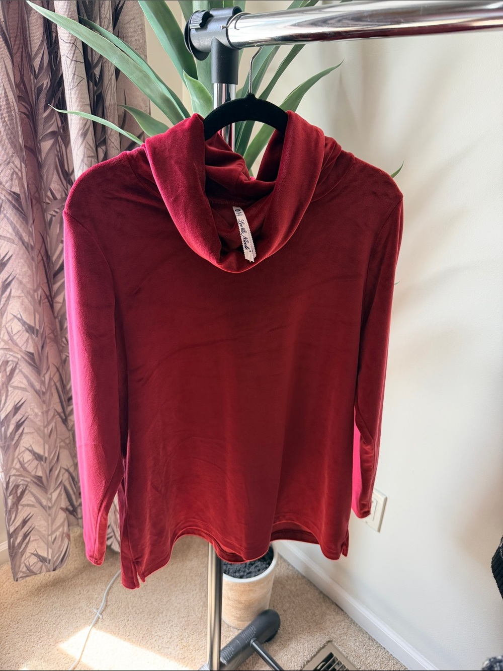 Leo & Nicole Red Velvet Cowl Neck Sweater